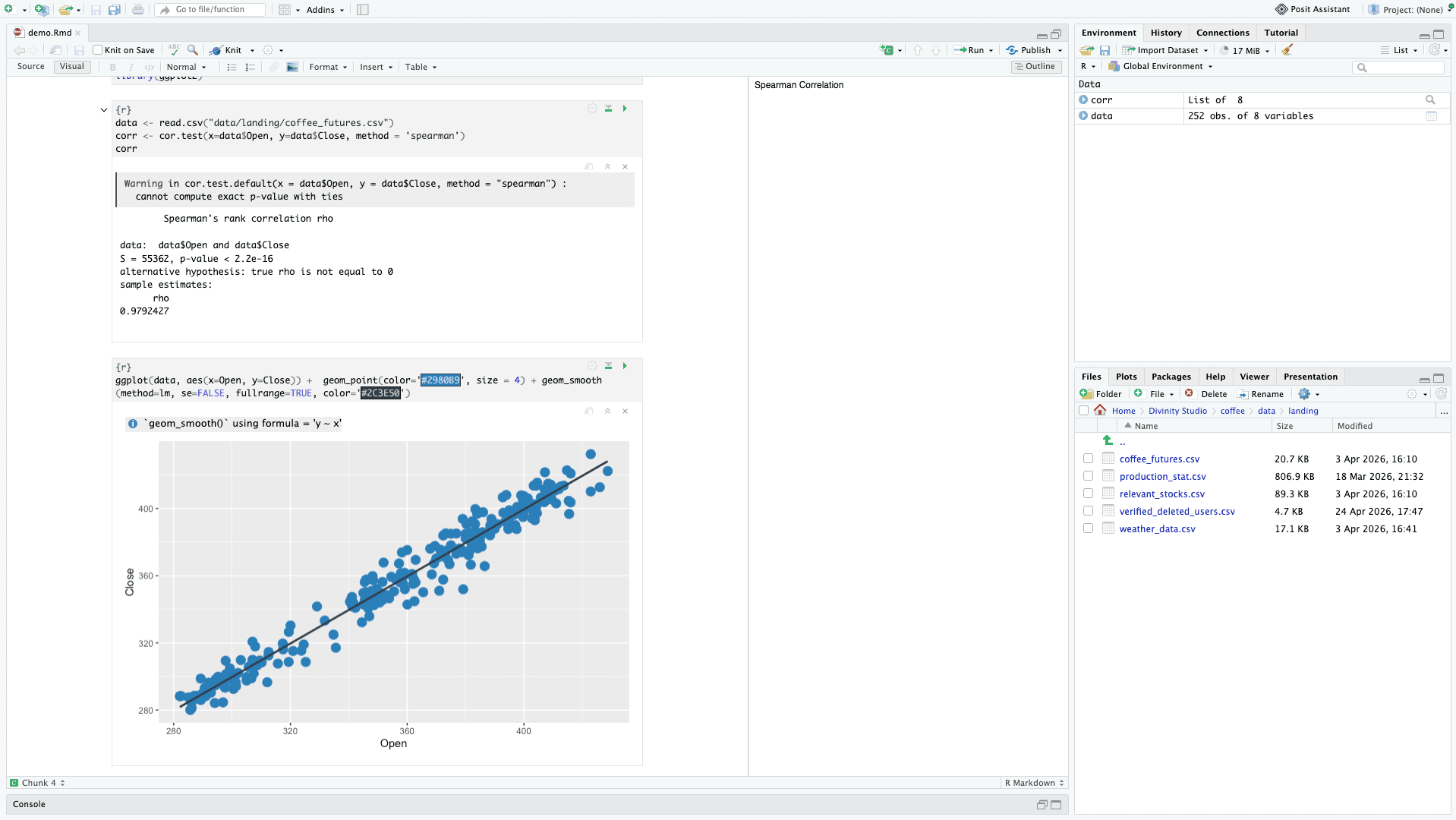 R — statistical test screenshot